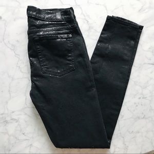 7 for All Mankind Black Snake Metallic Skinny Jean